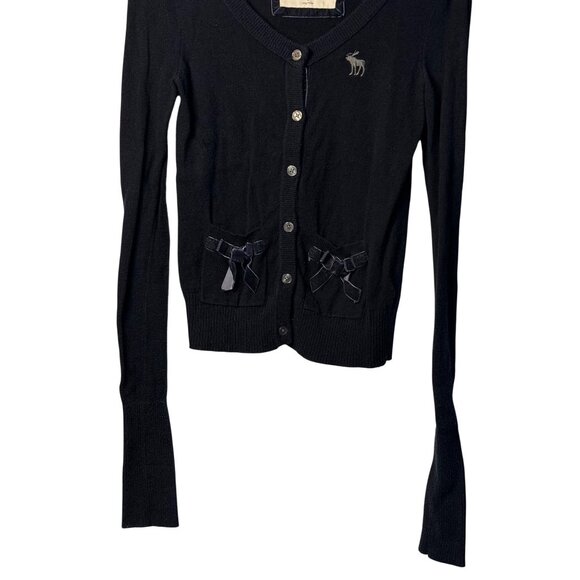 Vintage Abercrombie and Fitch Small Navy Long Sleeves Cardigan Ladies Y2K Style - Picture 2 of 5